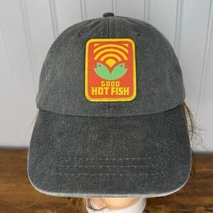 Adams Good Hot Fish NC Seafood Merch Grey Hat Leather Strap 100% Cotton
